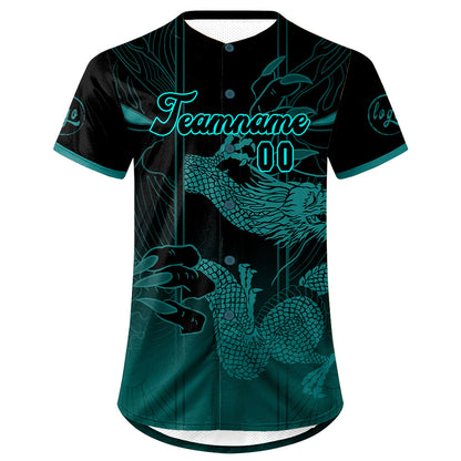 Custom Black Cyan Baseball Jersey Personalized Gradient Team Uniforms Shirt with Name Number