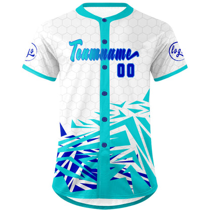 Custom White Cyan Baseball Jersey Personalized Gradient Team Uniforms Shirt with Name Number