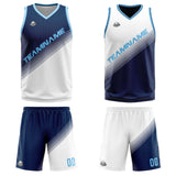 Custom Navy White Reversible Basketball Suit for Adults and Kids Personalized Jersey