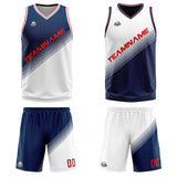 Custom Navy White Reversible Basketball Suit for Adults and Kids Personalized Jersey