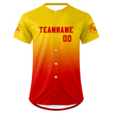 Custom Yellow Red Baseball Jersey Personalized Gradient Team Uniforms Shirt with Name Number