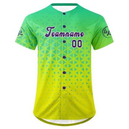 Custom Green Yellow Baseball Jersey Personalized Gradient Team Uniforms Shirt with Name Number