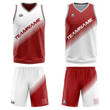 Custom White Red Reversible Basketball Suit for Adults and Kids Personalized Jersey