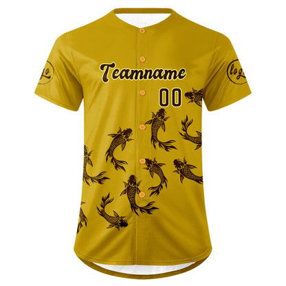 Custom Yellow Brown Baseball Jersey Personalized Gradient Team Uniforms Shirt with Name Number