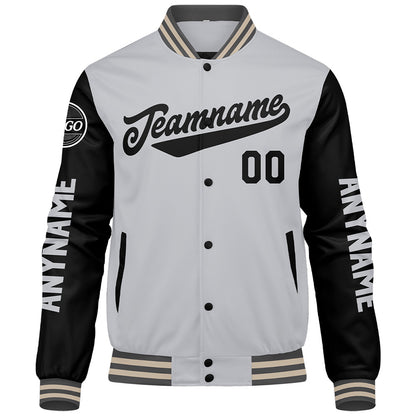Custom Grey Black Cream Varsity Jackets for Men Women Youth Personalized Letterman Jackets