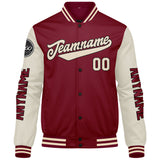 Custom Crimson Cream Varsity Jackets for Men Women Youth Personalized Letterman Jackets