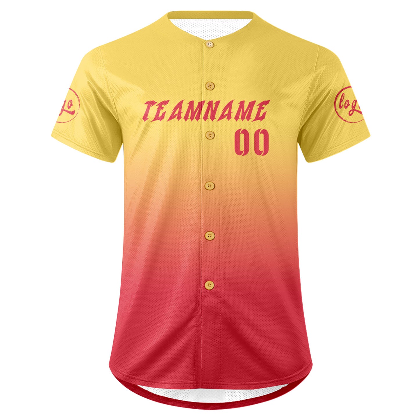 Custom Yellow Light Red Baseball Jersey Personalized Gradient Team Uniforms Shirt with Name Number