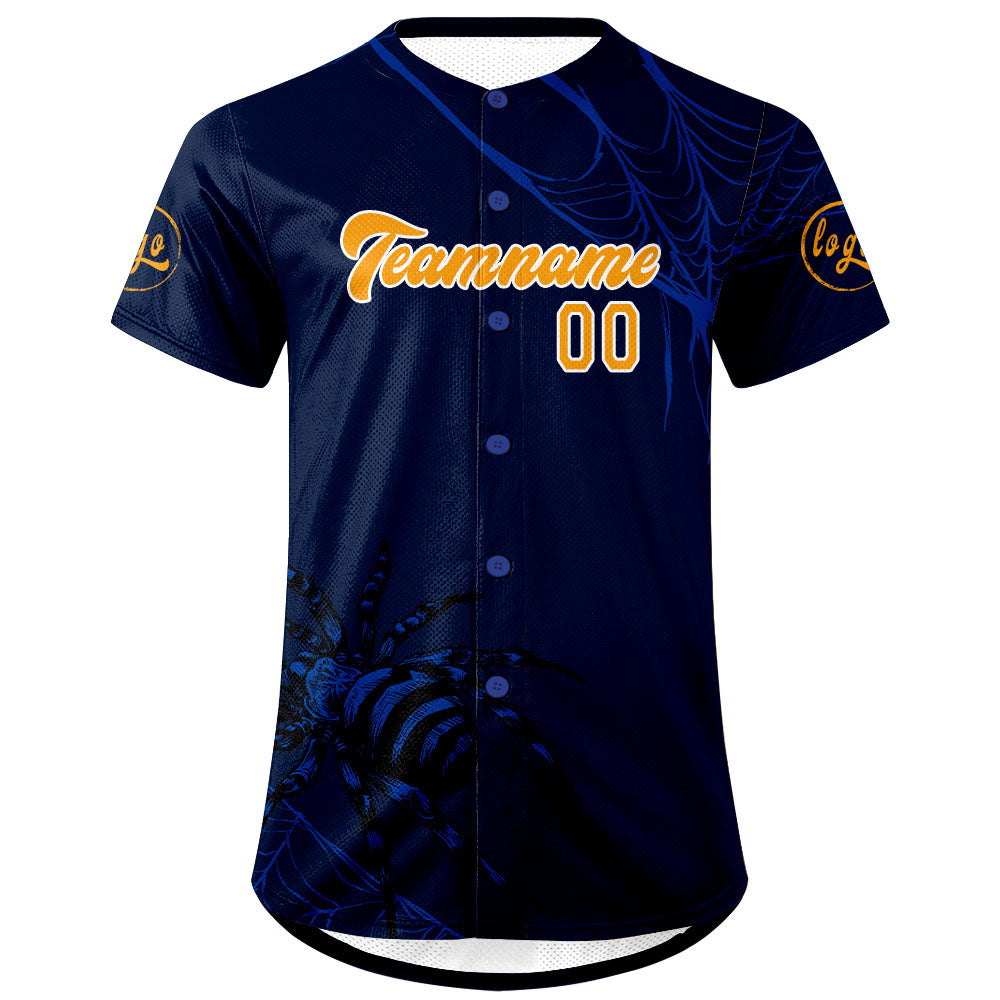 Custom Blue Orange Baseball Jersey Personalized Gradient Team Uniforms Shirt with Name Number