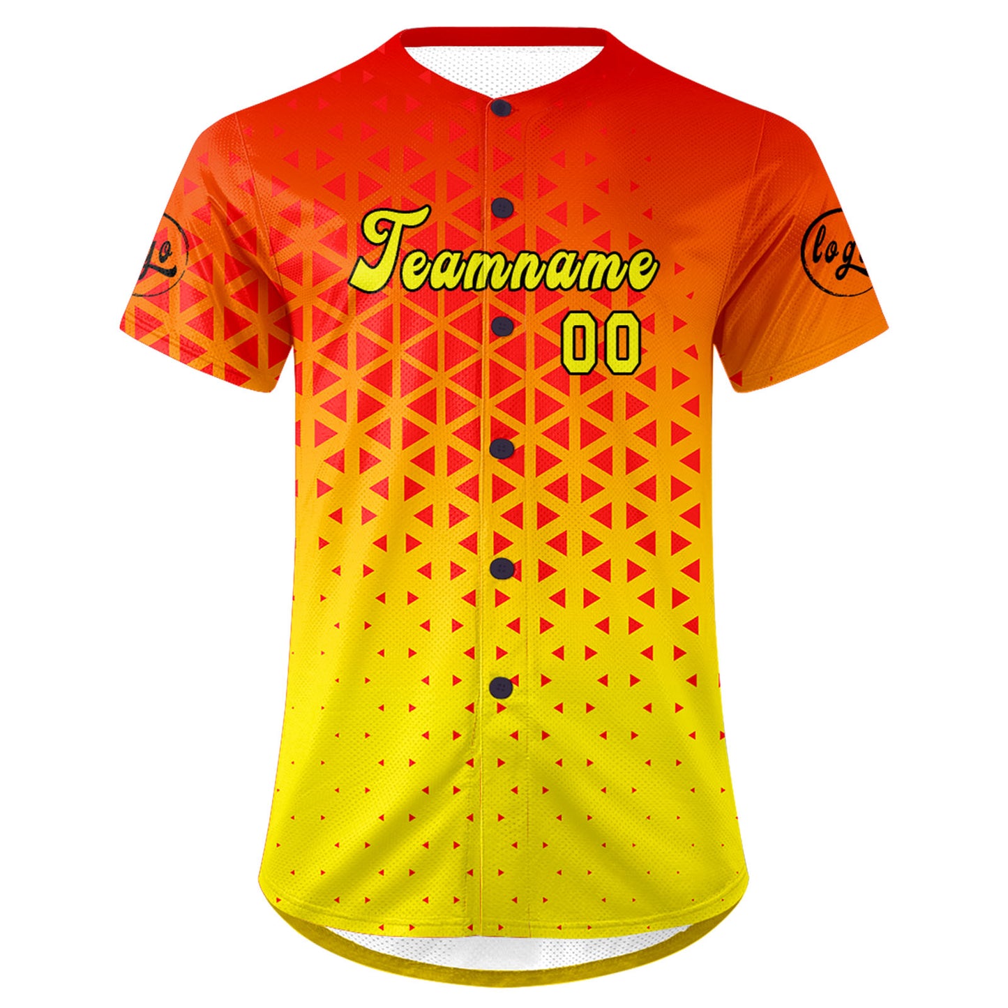 Custom Red Yellow Baseball Jersey Personalized Gradient Team Uniforms Shirt with Name Number