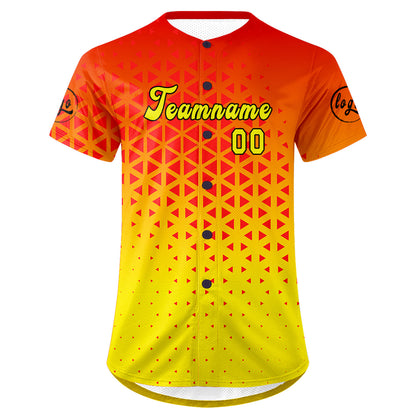 Custom Red Yellow Baseball Jersey Personalized Gradient Team Uniforms Shirt with Name Number
