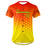 Custom Red Yellow Baseball Jersey Personalized Gradient Team Uniforms Shirt with Name Number