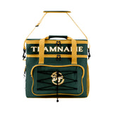 Custom Dark Green Yellow Double Layer Insulated Cooler Bag - 600D Oxford Waterproof Picnic Tote for Camping, Hiking & BBQ - Large Capacity Thermal Lunch Bag