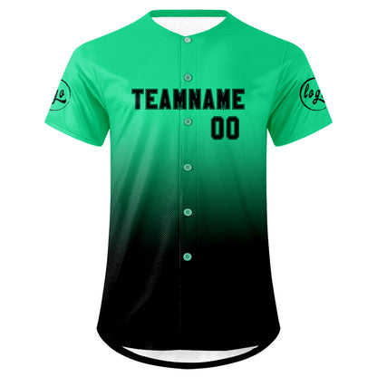Custom Green Black Baseball Jersey Personalized Gradient Team Uniforms Shirt with Name Number