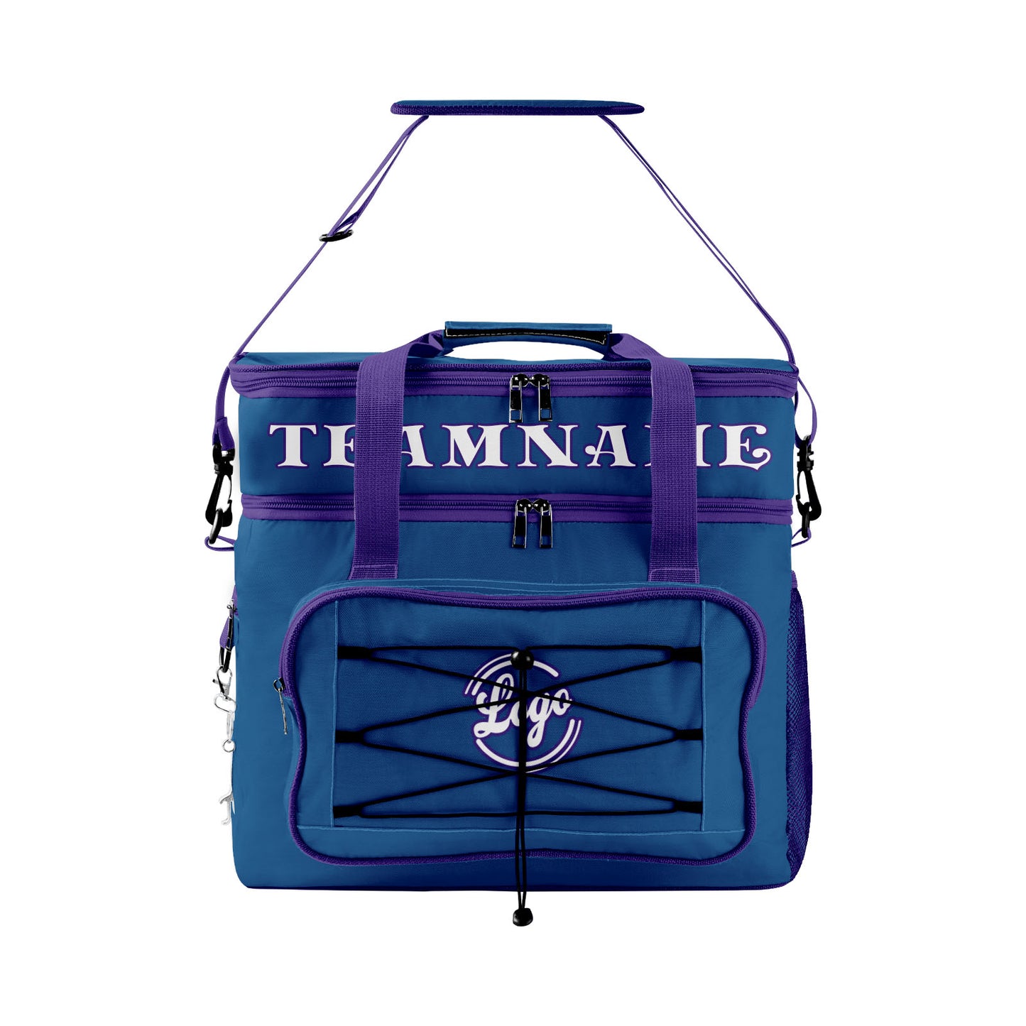 Custom Dark Blue Purple Double Layer Insulated Cooler Bag - 600D Oxford Waterproof Picnic Tote for Camping, Hiking & BBQ - Large Capacity Thermal Lunch Bag