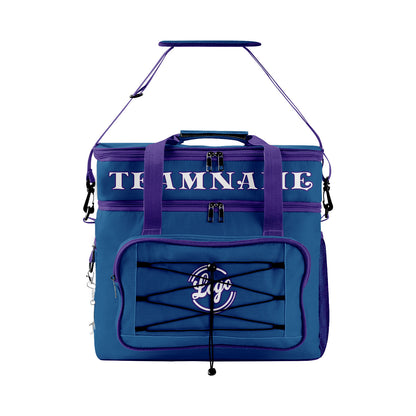 Custom Dark Blue Purple Double Layer Insulated Cooler Bag - 600D Oxford Waterproof Picnic Tote for Camping, Hiking & BBQ - Large Capacity Thermal Lunch Bag