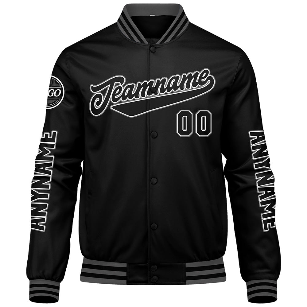 Custom Black Grey Varsity Jackets for Men Women Youth Personalized Letterman Jackets