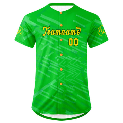 Custom Green Yellow Baseball Jersey Personalized Gradient Team Uniforms Shirt with Name Number