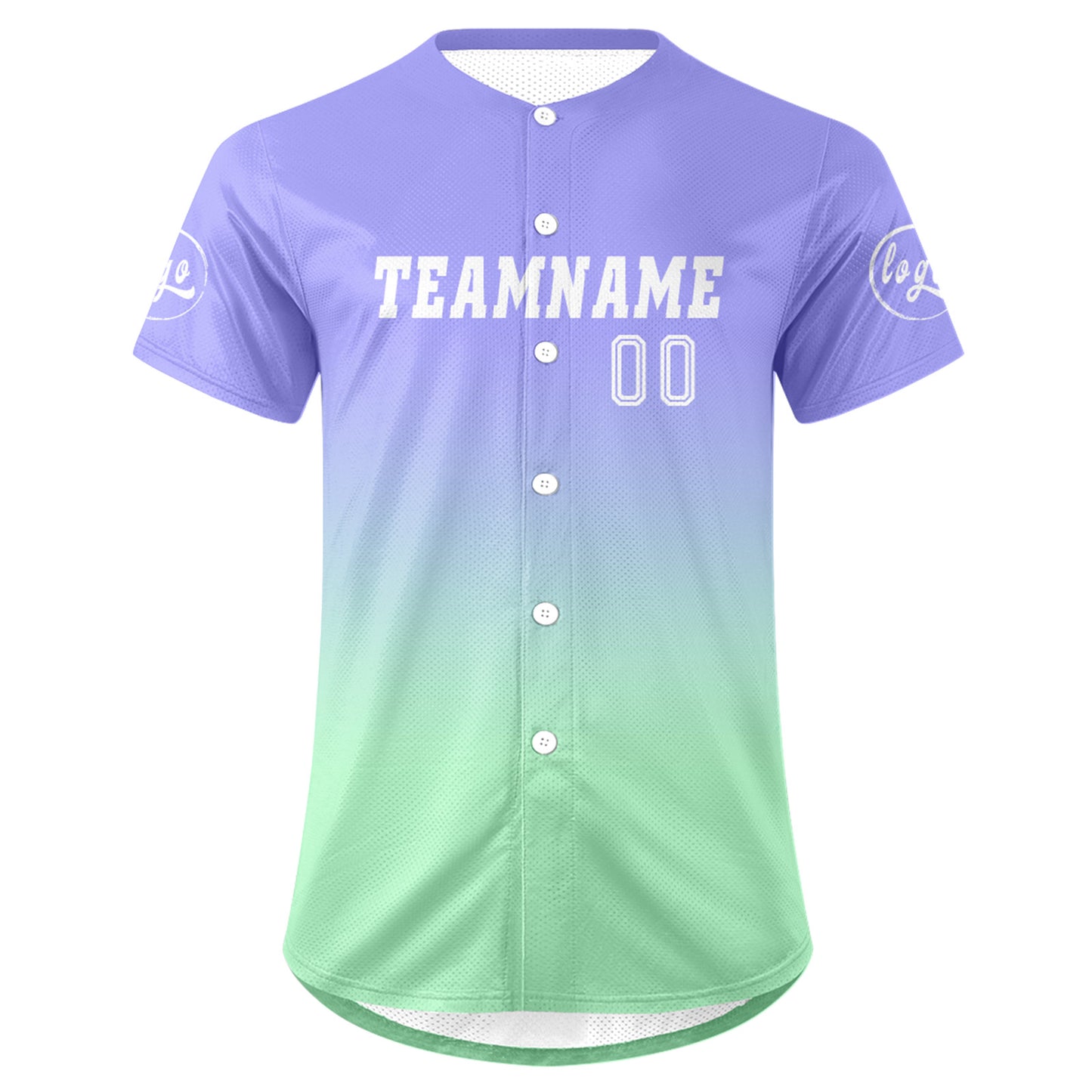 Custom Light Purple Light Green Baseball Jersey Personalized Gradient Team Uniforms Shirt with Name Number