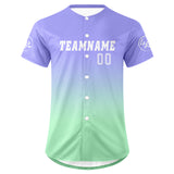 Custom Light Purple Light Green Baseball Jersey Personalized Gradient Team Uniforms Shirt with Name Number