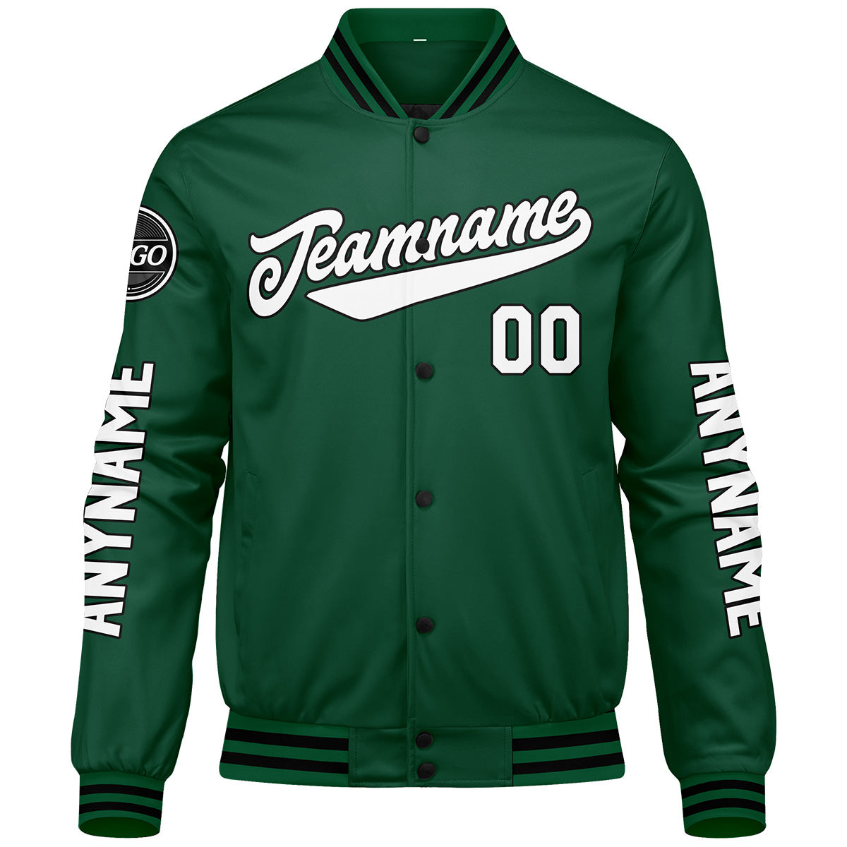 Custom Green Black White Varsity Jackets for Men Women Youth Personalized Letterman Jackets