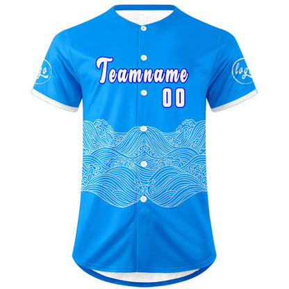 Custom Blue White Baseball Jersey Personalized Gradient Team Uniforms Shirt with Name Number
