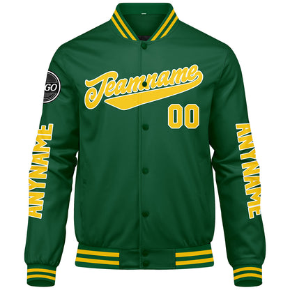 Custom Green Yellow Varsity Jackets for Men Women Youth Personalized Letterman Jackets