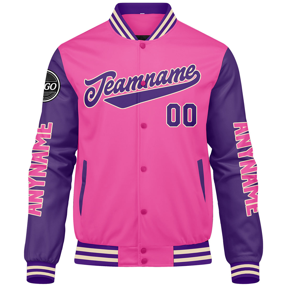 Custom Pink Purple Varsity Jackets for Men Women Youth Personalized Letterman Jackets