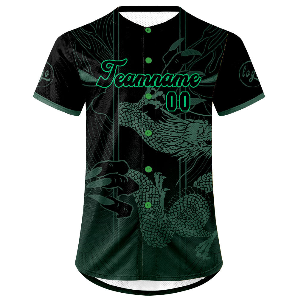 Custom Green Black Baseball Jersey Personalized Gradient Team Uniforms Shirt with Name Number