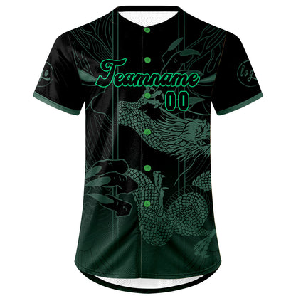 Custom Green Black Baseball Jersey Personalized Gradient Team Uniforms Shirt with Name Number