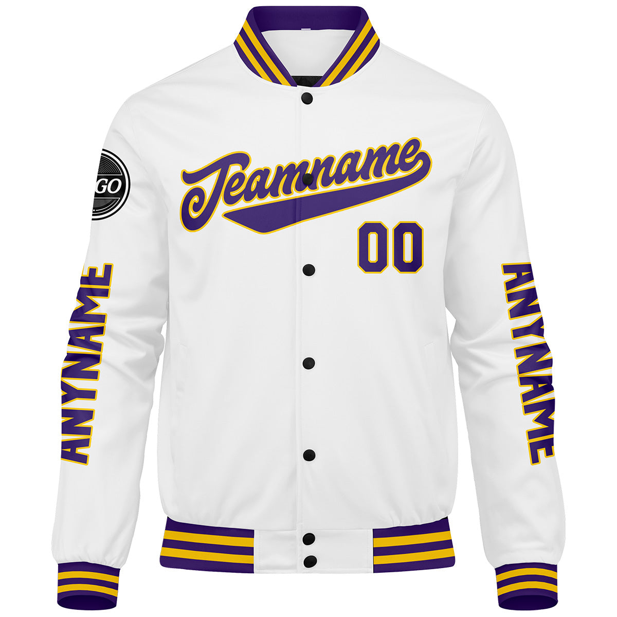 Custom Purple White Yellow Varsity Jackets for Men Women Youth Personalized Letterman Jackets