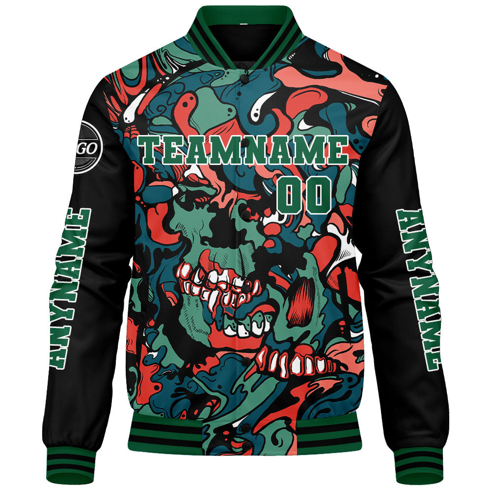 Custom Green Orange Varsity Jackets for Men Women Youth Personalized Letterman Jackets