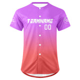 Custom Purple Pink Baseball Jersey Personalized Gradient Team Uniforms Shirt with Name Number