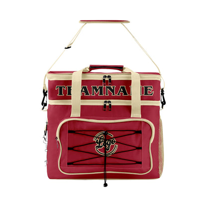 Custom Red Cream Double Layer Insulated Cooler Bag - 600D Oxford Waterproof Picnic Tote for Camping, Hiking & BBQ - Large Capacity Thermal Lunch Bag