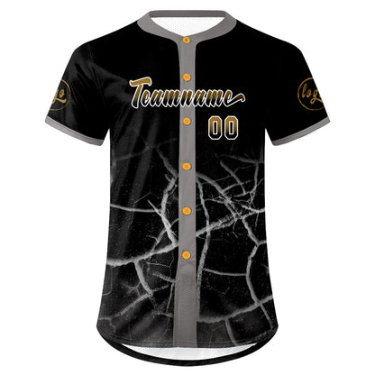 Custom Black Old Gold Baseball Jersey Personalized Gradient Team Uniforms Shirt with Name Number