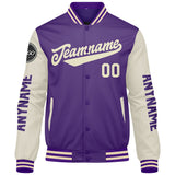 Custom Purple Cream Varsity Jackets for Men Women Youth Personalized Letterman Jackets