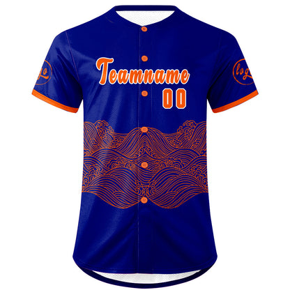 Custom Blue Orange Baseball Jersey Personalized Gradient Team Uniforms Shirt with Name Number