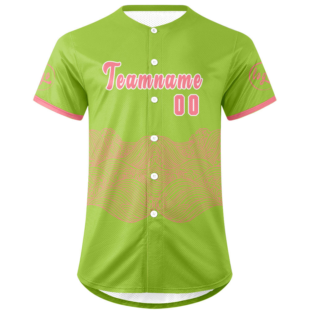 Custom Green Pink Baseball Jersey Personalized Gradient Team Uniforms Shirt with Name Number
