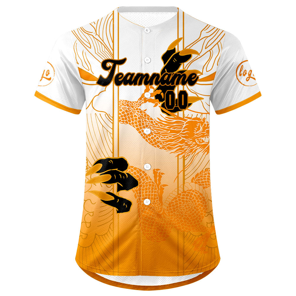 Custom Orange White Baseball Jersey Personalized Gradient Team Uniforms Shirt with Name Number