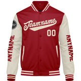 Custom Red Cream Varsity Jackets for Men Women Youth Personalized Letterman Jackets