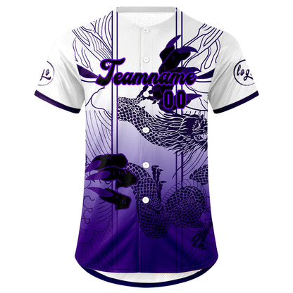 Custom White Purple Baseball Jersey Personalized Gradient Team Uniforms Shirt with Name Number