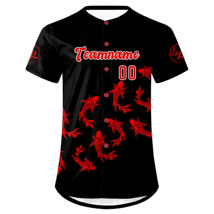 Custom Black Red Baseball Jersey Personalized Gradient Team Uniforms Shirt with Name Number