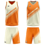 Custom Cream Orange Reversible Basketball Suit for Adults and Kids Personalized Jersey