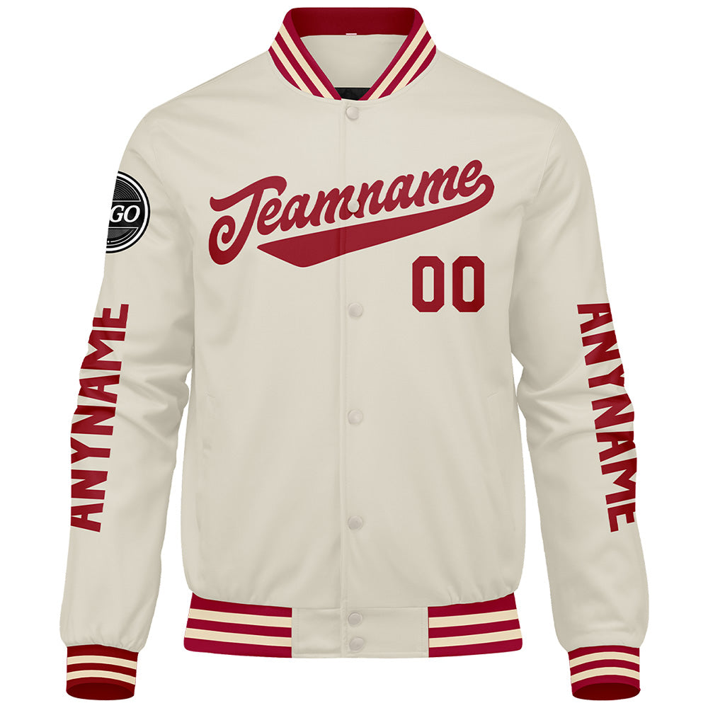 Custom Red Cream Varsity Jackets for Men Women Youth Personalized Letterman Jackets