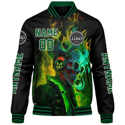 Custom Green Black Varsity Jackets for Men Women Youth Personalized Letterman Jackets