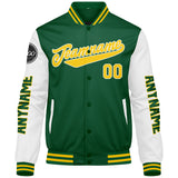 Custom Green Yellow White Varsity Jackets for Men Women Youth Personalized Letterman Jackets