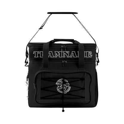 Custom Black Double Layer Insulated Cooler Bag - 600D Oxford Waterproof Picnic Tote for Camping, Hiking & BBQ - Large Capacity Thermal Lunch Bag