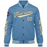 Custom Light Blue Cream Varsity Jackets for Men Women Youth Personalized Letterman Jackets