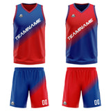 Custom Blue Red Reversible Basketball Suit for Adults and Kids Personalized Jersey