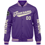 Custom Purple Cream Varsity Jackets for Men Women Youth Personalized Letterman Jackets