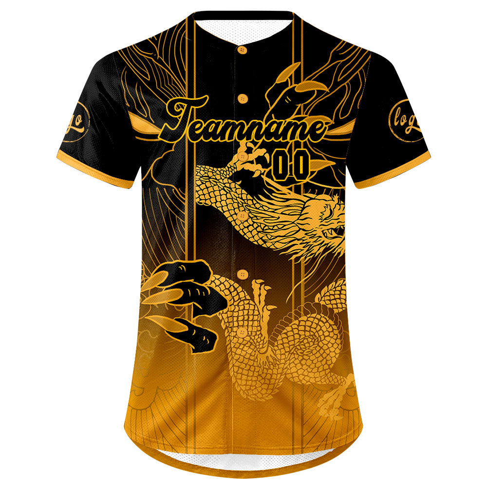 Custom Black Yellow Baseball Jersey Personalized Gradient Team Uniforms Shirt with Name Number